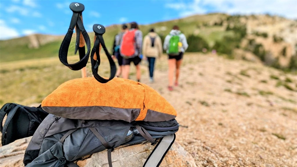 camping pillow - letting our therm-a-rest tag along on a quick out-and-back...