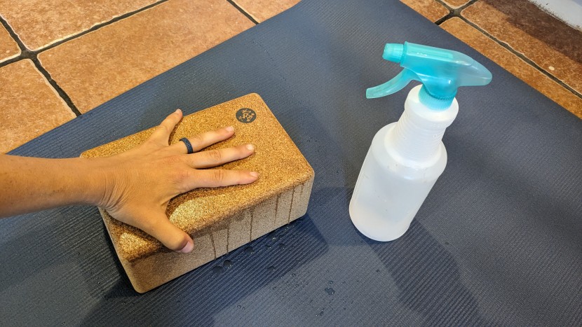 yoga blocks - water absorbs into cork and remains grippy when wet so we felt...