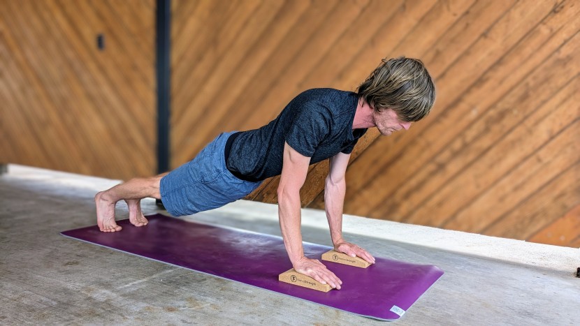 yoga blocks - the namaste cork wedges prevent overextension of the wrists and can...