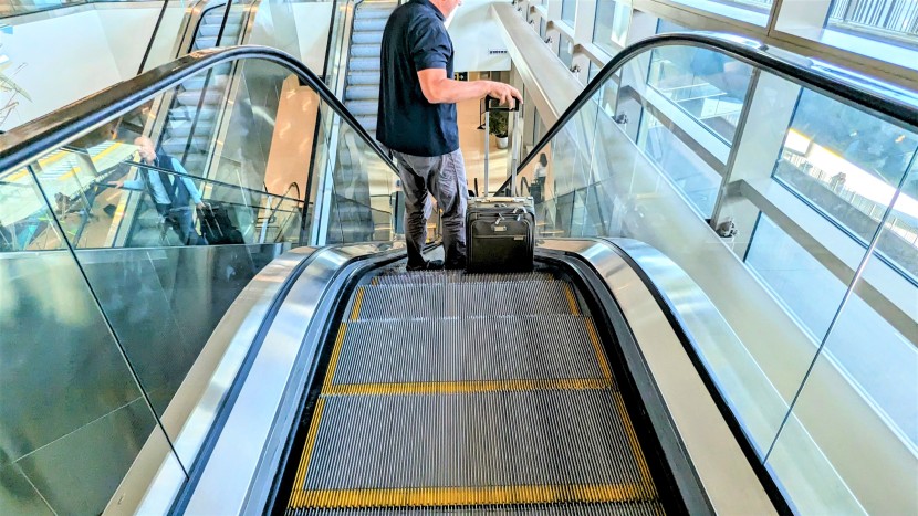 carry on luggage - heading downstairs to battle through tsa. the baseline&#039;s exterior...