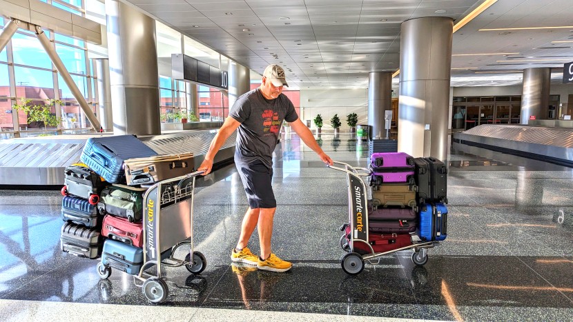 carry on luggage - loaded up and ready for a full day of side-by-side testing.