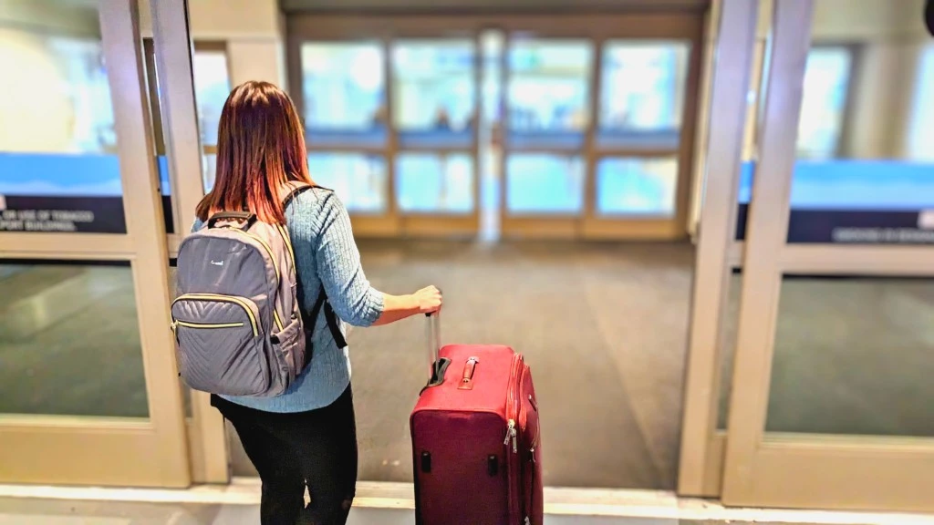 luggage - headed for the check-in counter at salt lake city international...