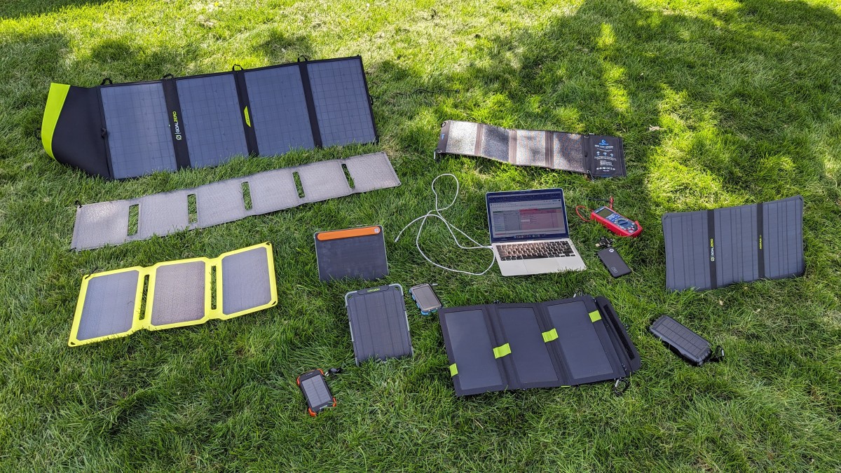 Best Portable Solar Charger Review (An assortment of test subjects - ready for the sun.)