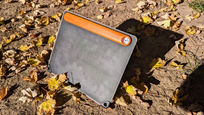 solar power bank - the biolite solarpanel 5+ has a kickstand leg and an integrated...