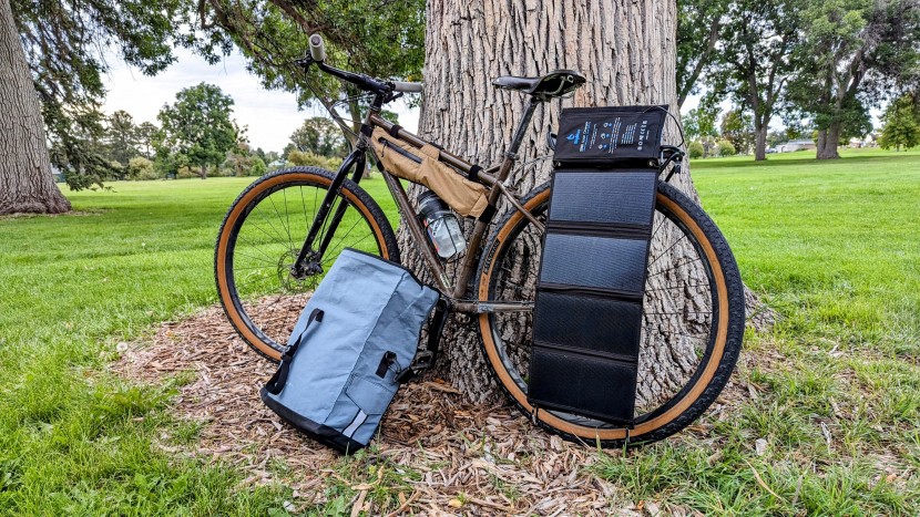 bigblue solarpowa 28 - this panel is portable enough to carry in a bike bag for an...