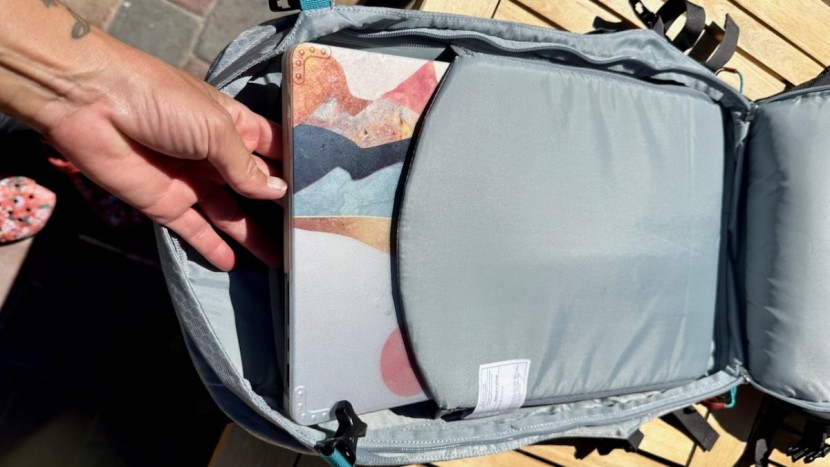 the well-padded laptop sleeve tucked into a designated compartment...