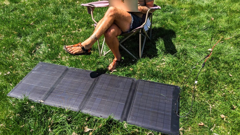 a good solar camping setup involves the right solar panel to charge...