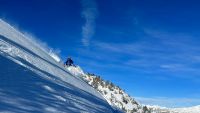 The heroic side of backcountry ski gear testing; deep, soft snow...