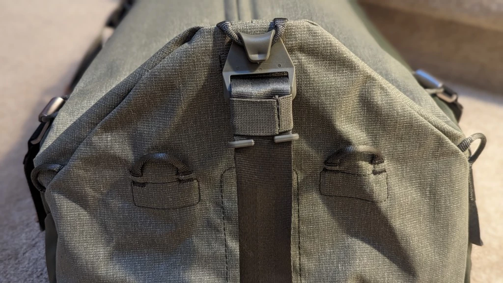 duffel bag - secure hooks snap onto any one of five attachment loops on both...