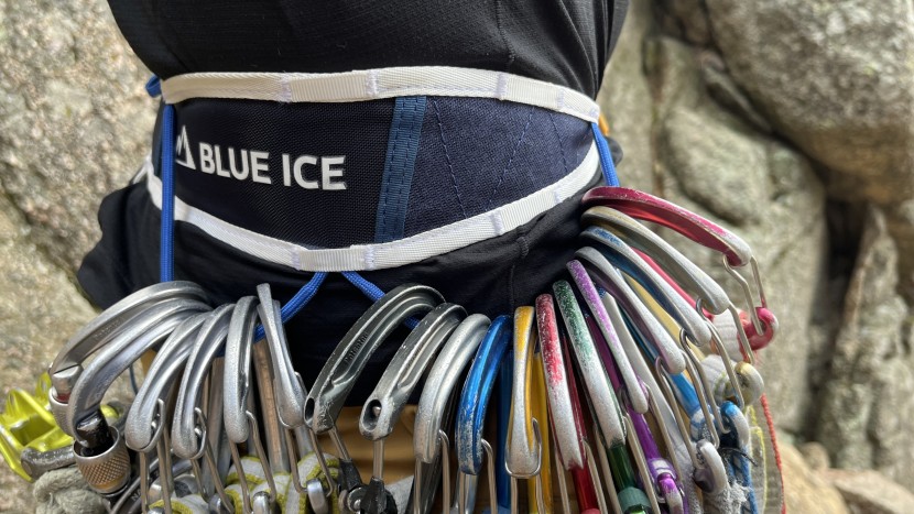 blue ice choucas pro - the huge gear loops on the choucas pro can carry a full double rack...