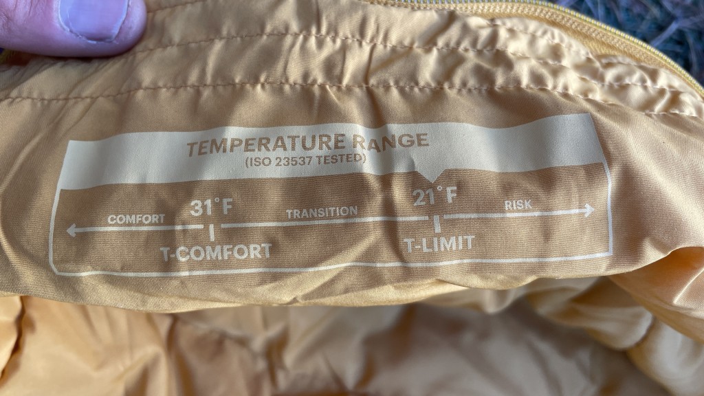 rei co-op trailmade 20 - this bag's limit temperature is the same as it's advertised...