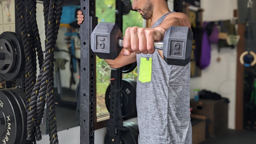 cap coated hex set with rack - the knurling on the cap dumbbells was very smooth but still provided...