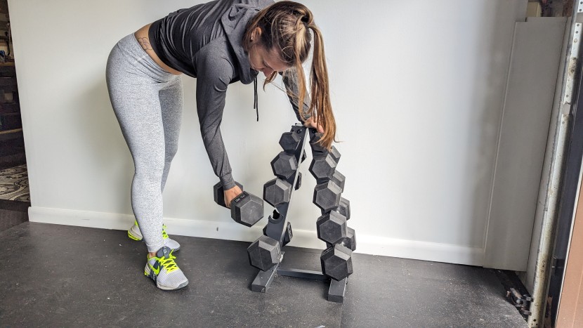 cap coated hex set with rack - although sturdy, the cap rack is also built with the weight-holding...