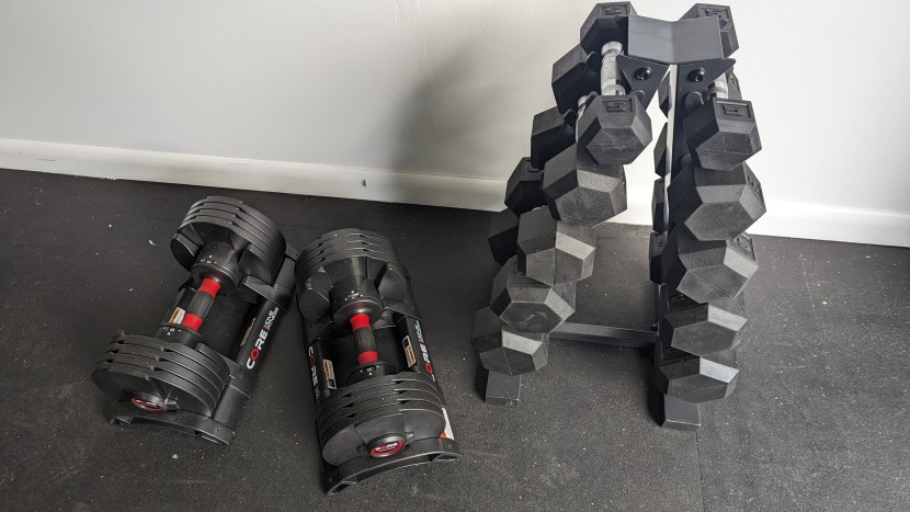 dumbbells - having a variety of weight options can be achieved through...