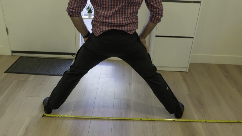 rain pants - we measured our splits length as well as forward lunge in comfy...