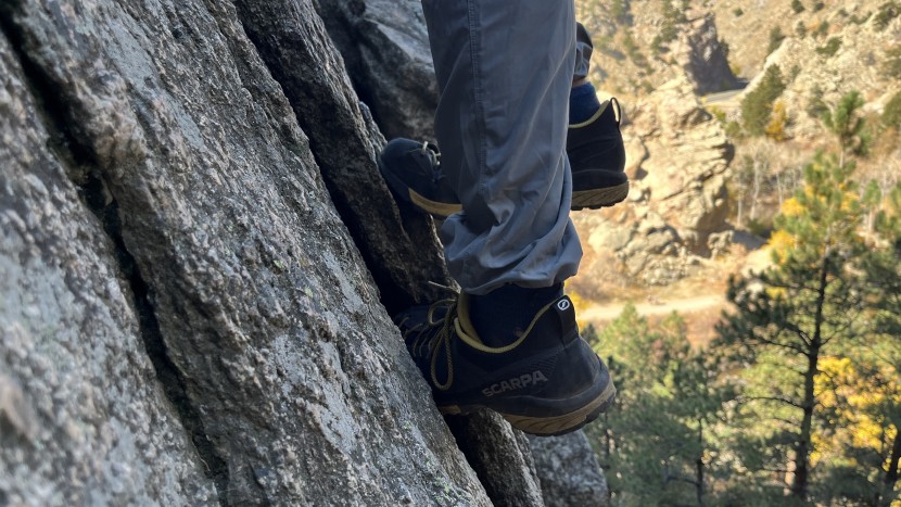approach shoes - the scarpa mescalito planet can easily jam into cracks, edge on...