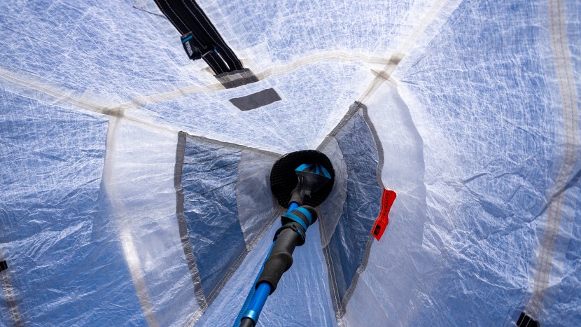 the handle-end of your trekking pole will rest and create the...