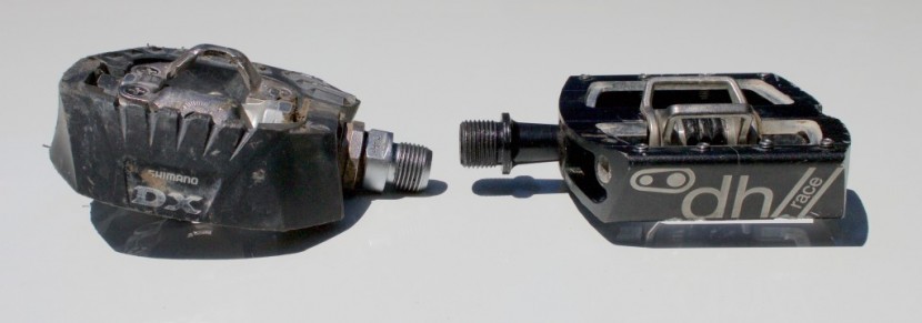 crankbrothers mallet dh race - not only is the mallet dh race (right) thinner than the shimano dx...