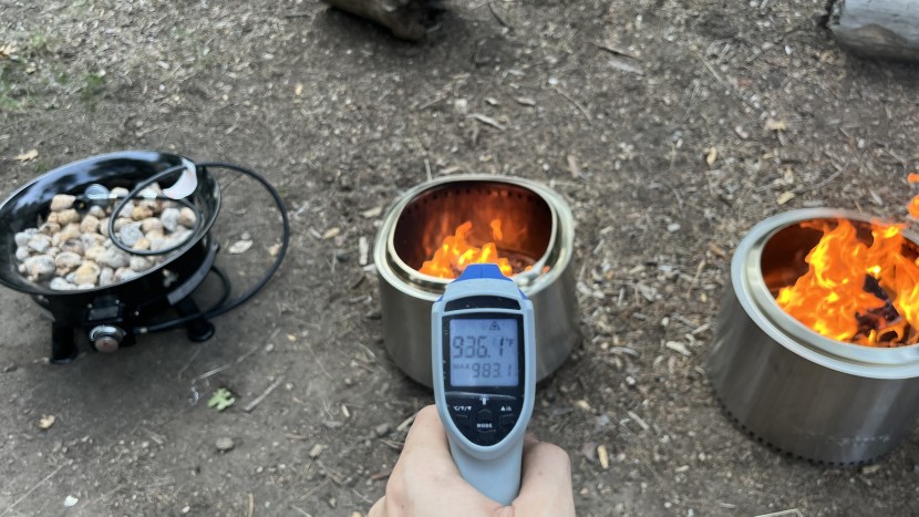 fire pit - measuring heat output side by side.