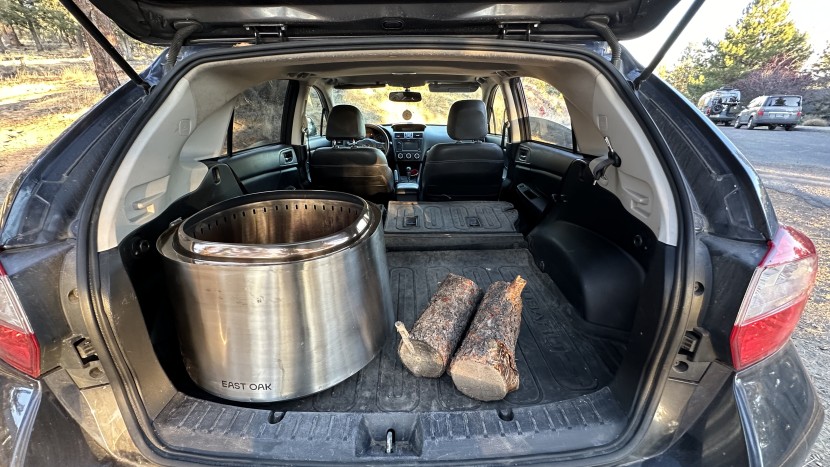 fire pit - the ability to fit a fire pit in the car with a cylindrical shape...