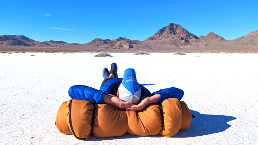 camping sleeping bag - chillin&#039; like an old cowboy. the deer hunter is over-stuffed, very...