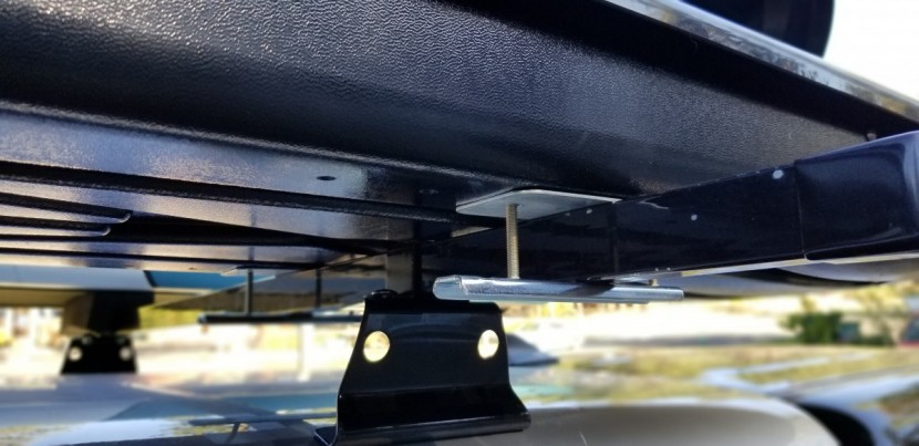 cargo box - the sportrack&#039;s hybrid mounting system has a bit of a learning curve.