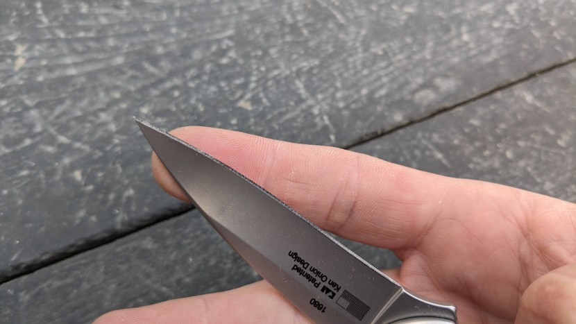 kershaw leek - the factory edge of the leek&#039;s blade. this one is nearly new, but we...