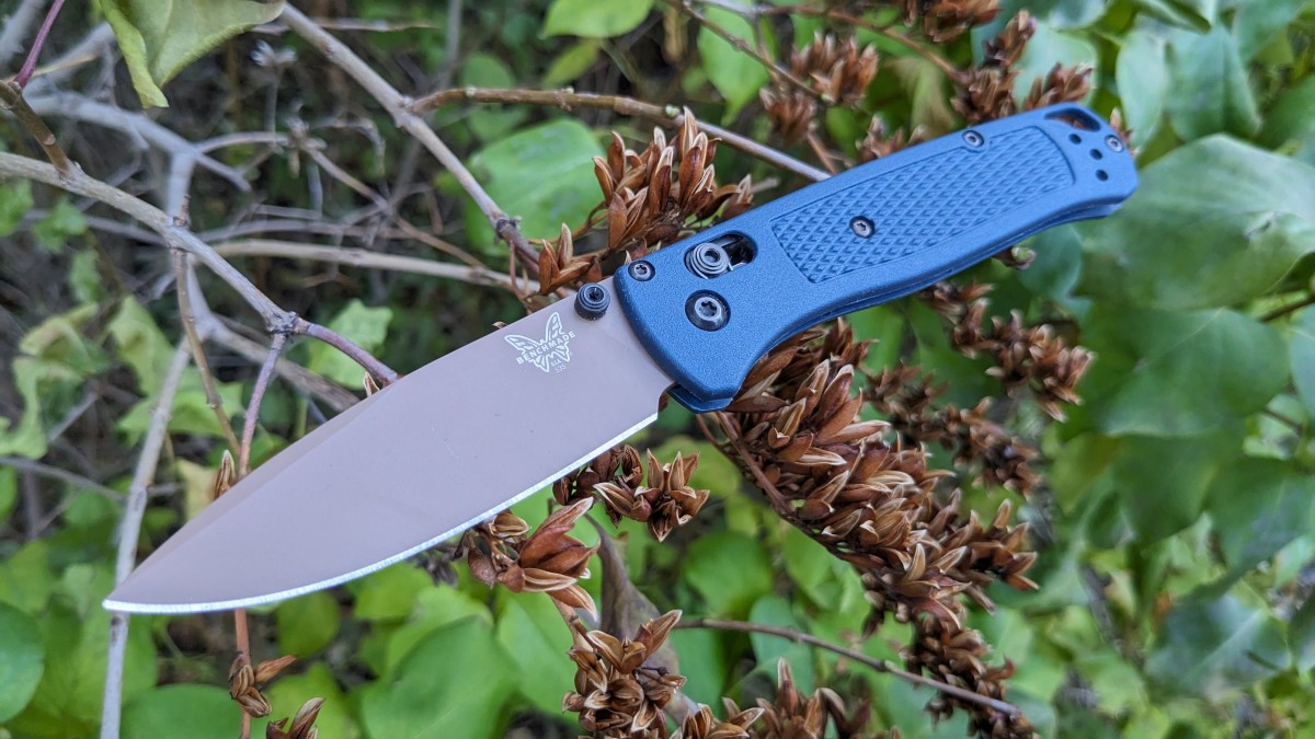 Benchmade 535 Bugout Review (The Benchmade 535 Bugout, shown here with a Crater Blue glass-filled nylon Grivory handle, and a CPM-S30V steel, Flat...)