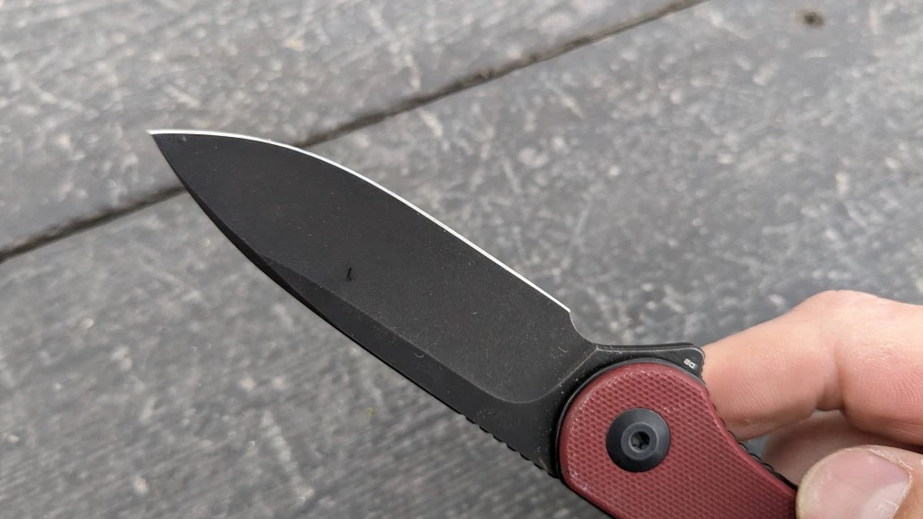 pocket knife - d2 blade steel, as seen here in a stonewashed finish on the civivi...