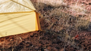 Semi-freestanding tents like the Big Agnes Tigerwall rely on stakes...