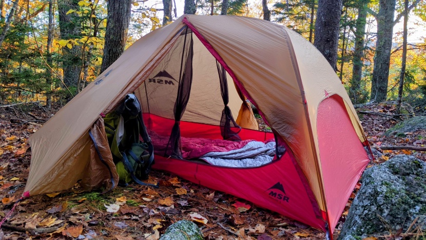 backpacking tent - the light msr freelite 2 gives you a lot of floor space per pound.
