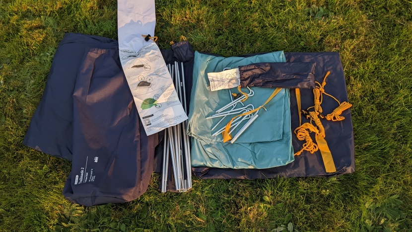 rei co-op trailmade 2 - everything that comes with the tent, including four guylines that...