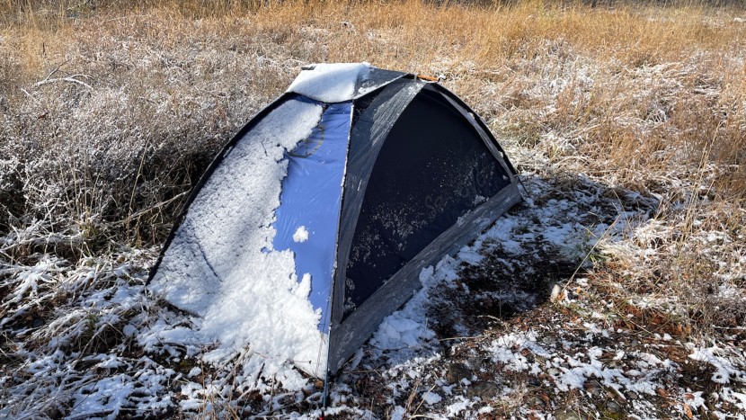 4 season tent - with one quick shake, this freshly fallen snow peeled away from the...