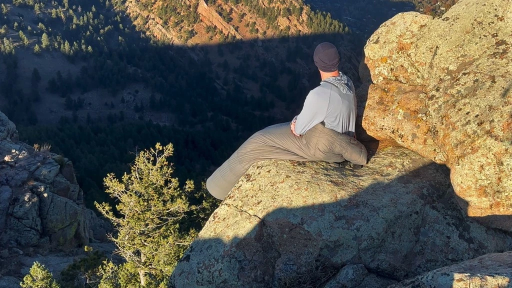 ultralight sleeping bag - watching the last rays of the day is always better bundled up!