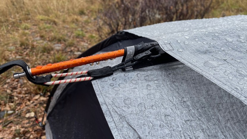 samaya2.0 - water beads up instantly on the dyneema composite roof of the...