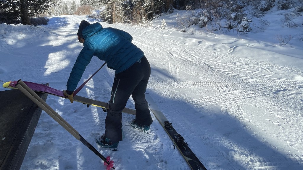 down jacket - testing down jackets on a backcountry ski tour.