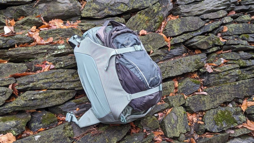 osprey sojourn porter 46l - the external compression straps can secure an external day pack...