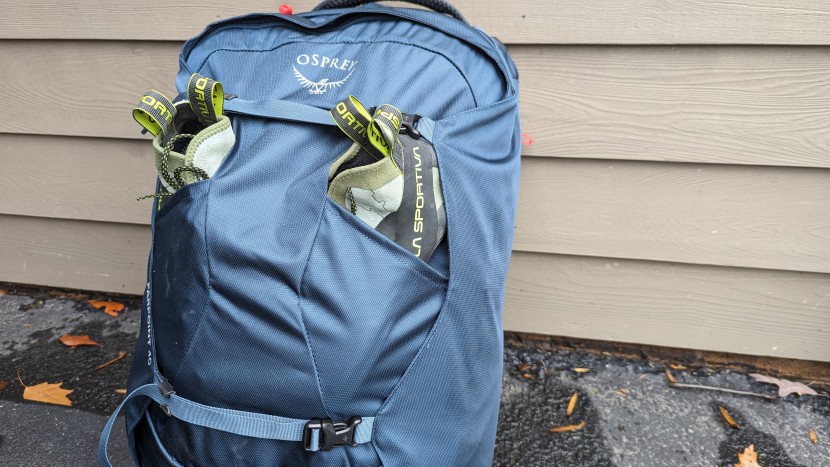 travel backpack - external pockets can be helpful for stashing dirty gear, or items...