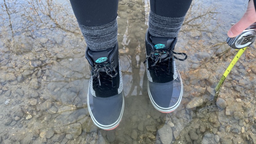 winter boots womens - at a depth of 5&quot;, water stayed out and our feet remained dry.