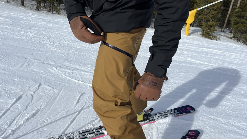 ski pants men - waterproof zippers on the arc&#039;teryx sabre pant help keep water out.
