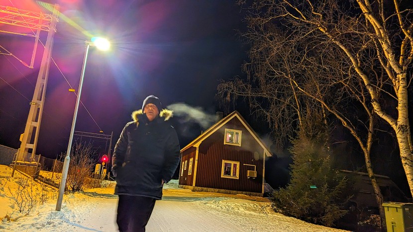 taking a chilly evening stroll through the small town of abisko...