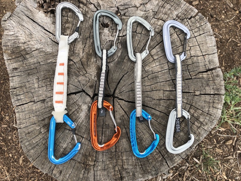 quickdraw - shown left to right are the petzl ange finesse, cypher firefly ii...