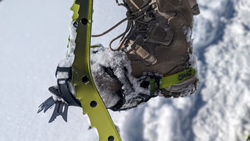 snowshoes womens - aggressive crampons for mountaineering may have rows of spikes on...