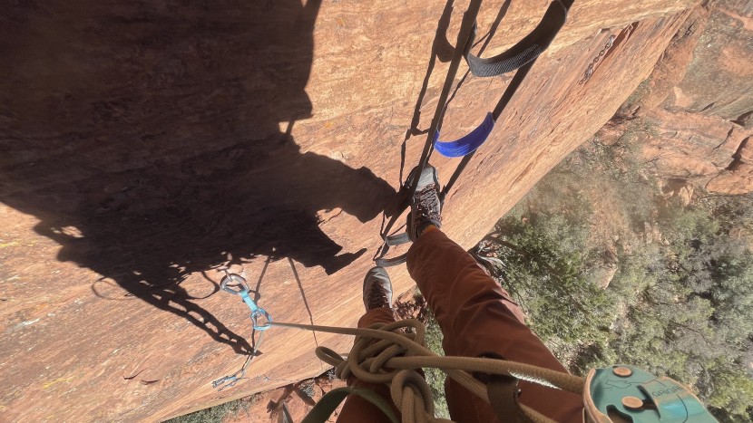 aider - testing the yates big wall ladder on a solo ascent of the touchstone...