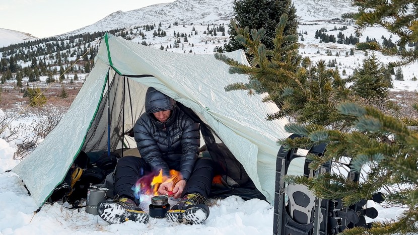 ultralight tent - the stratospire ultra&#039;s large vestibules are great for gear storage...