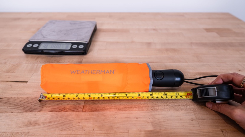 umbrella - at about a foot long, the weatherman travel is great for stowing in...