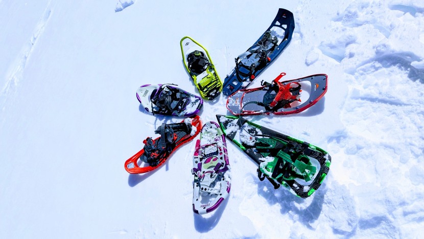 snowshoes womens - snowshoes come in a colorful variety of frames and decking materials.