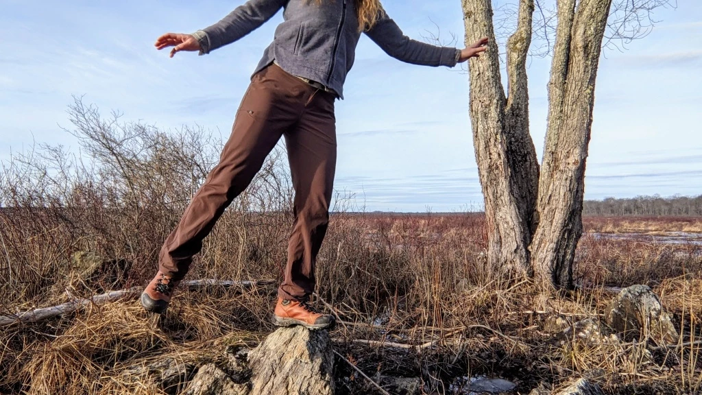 Women wearing Outdoor Research Ferrosi hiking pants on trail