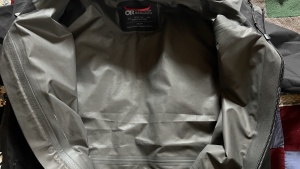 No water soaked through the main zipper or the chest pocket zipper.