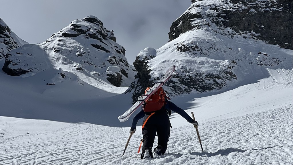 avalanche airbag - a traditional a-frame carry can impede proper airbag deployment, so...